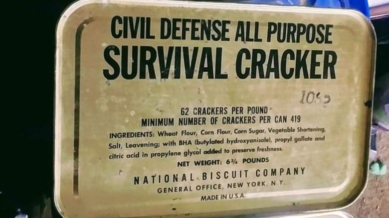 Tin of survival crackers