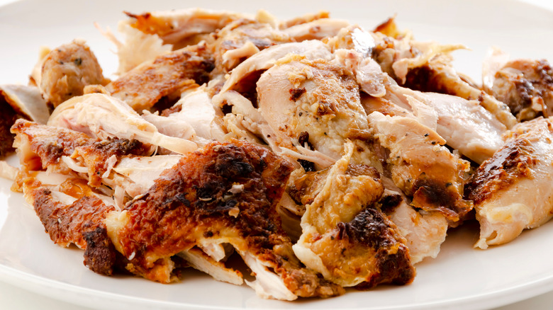 Plate of rotisserie chicken pieces