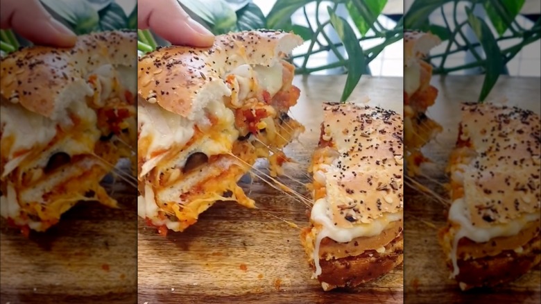 Stacked pizza bagel