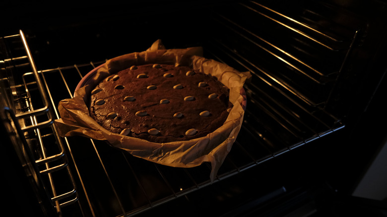 brownie in oven