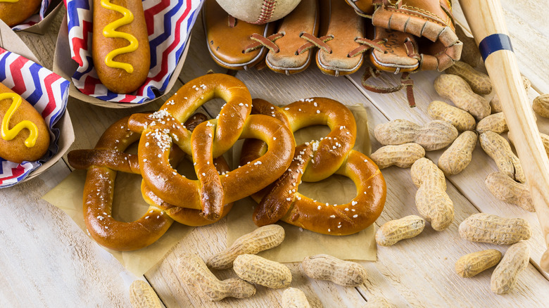 soft pretzels with other baseball snacks