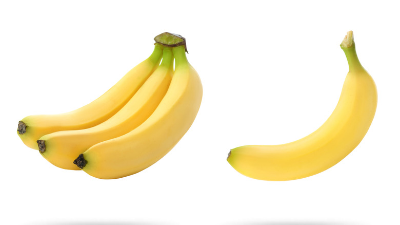 A bunch and single banana 