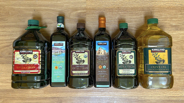 Bottles of Costco olive oil