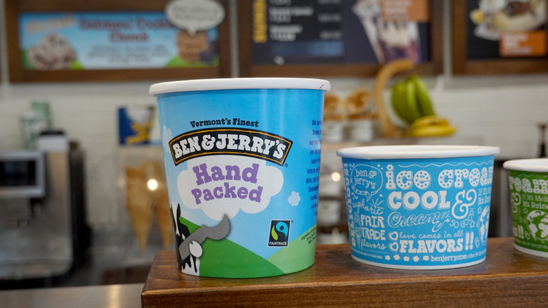 Ben and Jerry's containers in shop