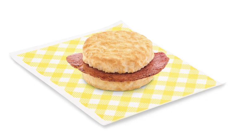 ham on biscuit