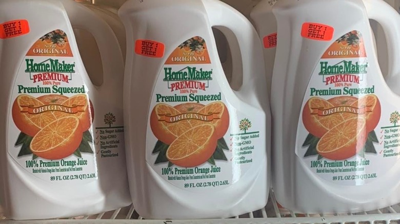 HomeMaker orange juice on shelf