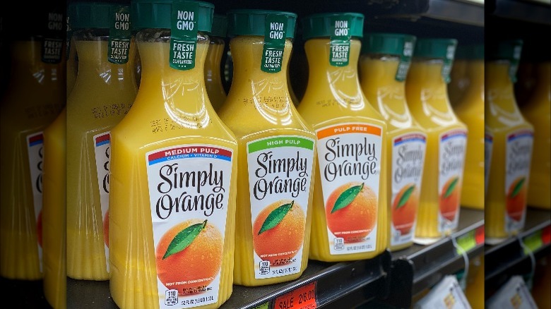 Simply Orange juice on shelf