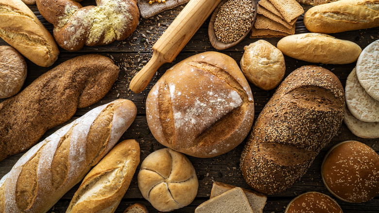 Different varieties of bread