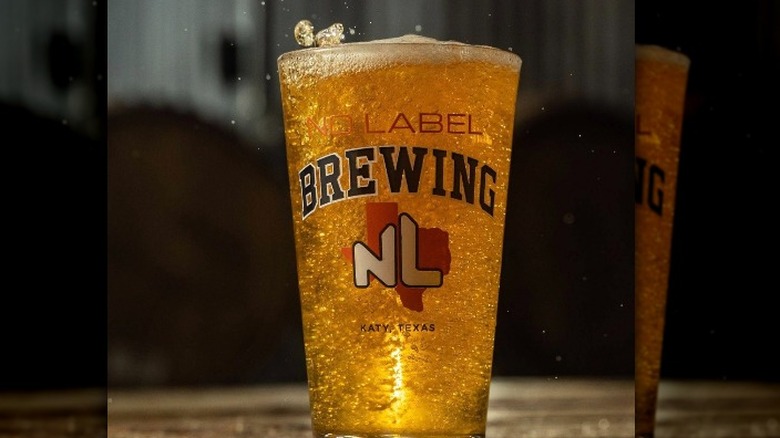 No Label Brewing Co. glass