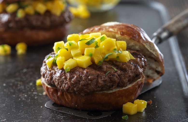 Caribbean Beef Burgers with Mango Salsa