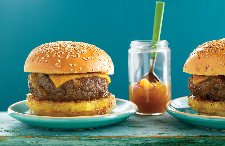 Caribbean Cheeseburgers with Grilled Pineapple