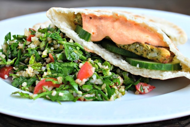 Grilled Mediterranean Chickpea Burgers With Creamy Harissa