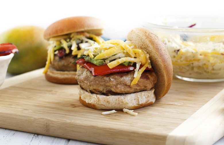 Caribbean Jerk Burger with Mango Slaw