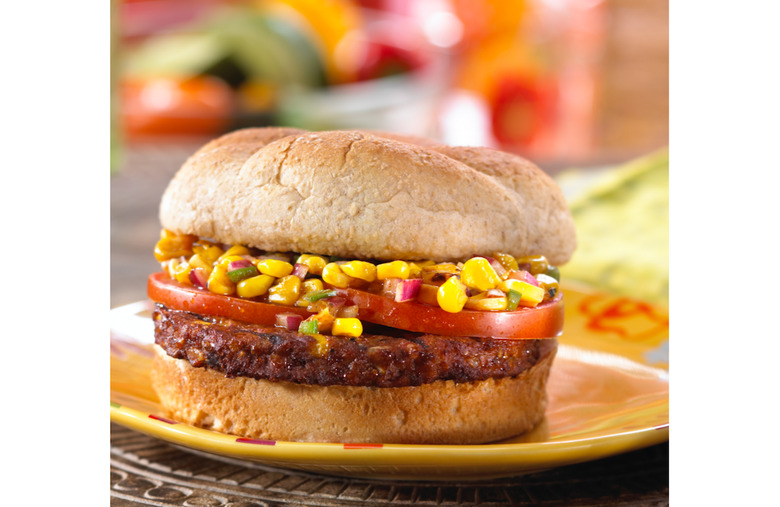 Spicy Black Bean Burger with Roasted Corn Relish