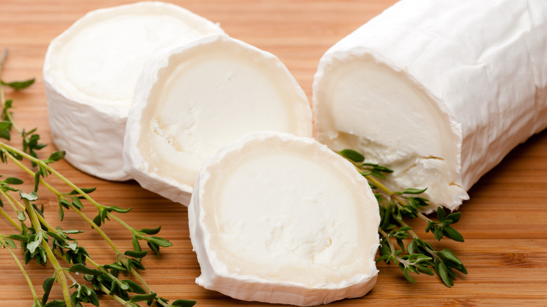 Slices of goat cheese