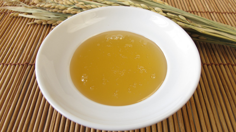 Rice syrup in a white glass bowl