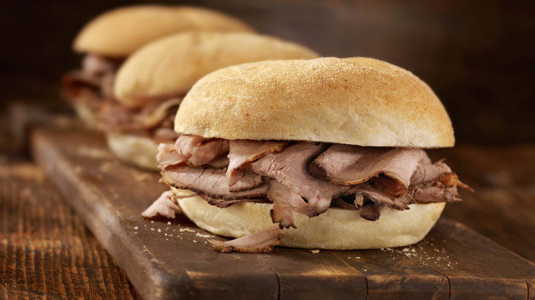 roast beef sandwiches on board