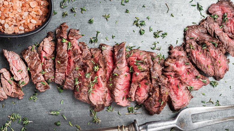 Sliced grilled skirt steak