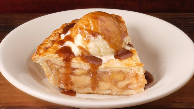 Granny's Apple Classic with ice cream in a white shallow bowl