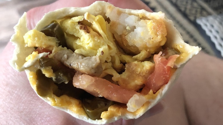 breakfast burrito with jalepeno and tomato