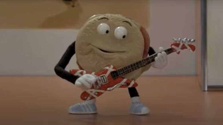 Animated hamburger playing guitar