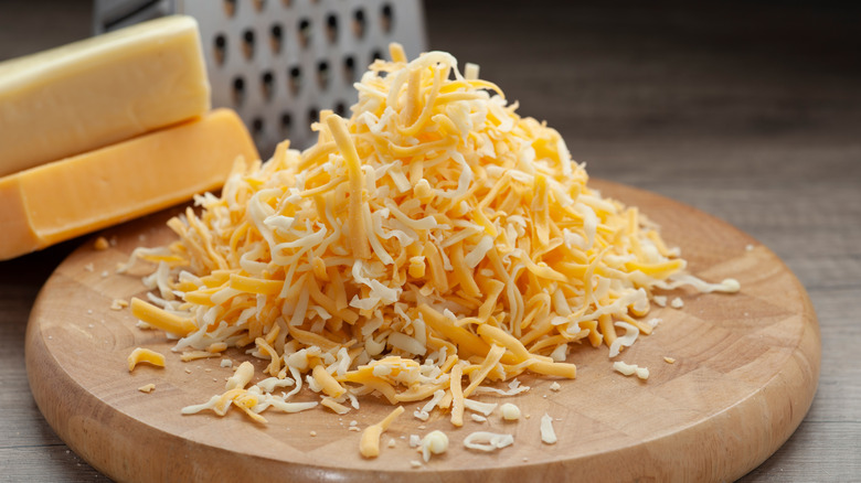 Pile of shredded cheese