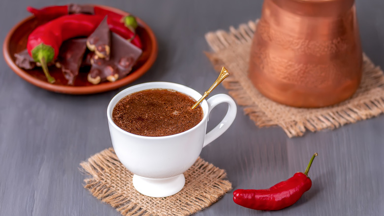 hot chocolate with red chilis