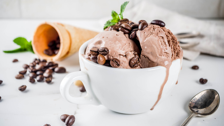 Bowl of coffee ice cream