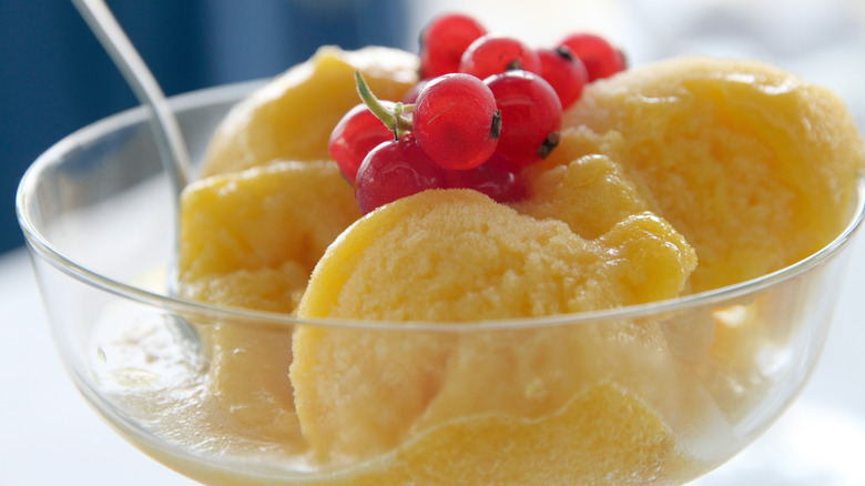 Bowl of mango ice cream