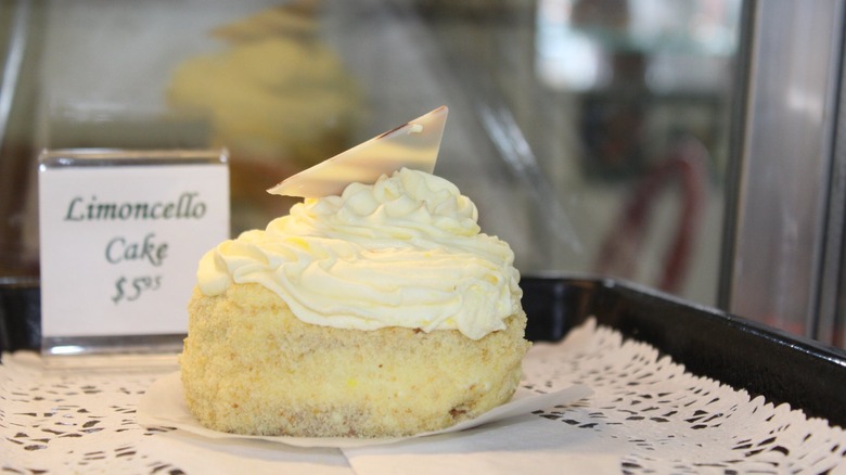 Slice of limoncello cake