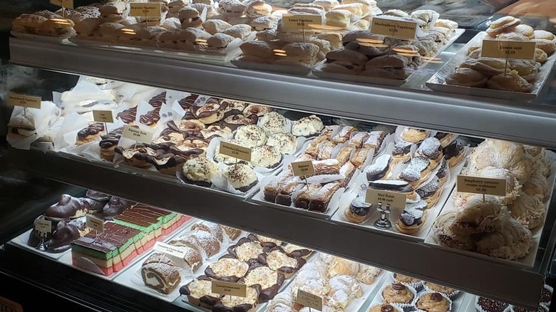 pastry counter at Little Cannoli Bakery