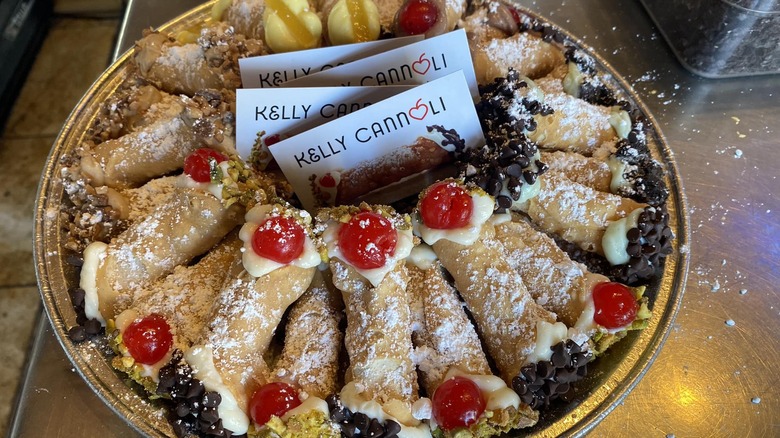 tray of cannoli from Kelly Cannoli