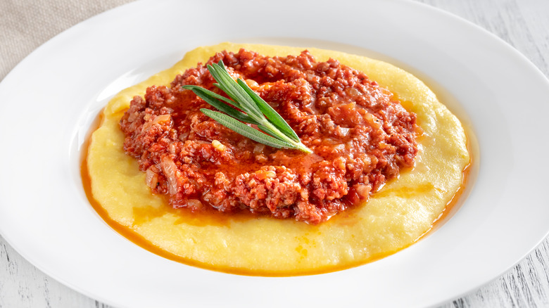 Polenta with ragu on top