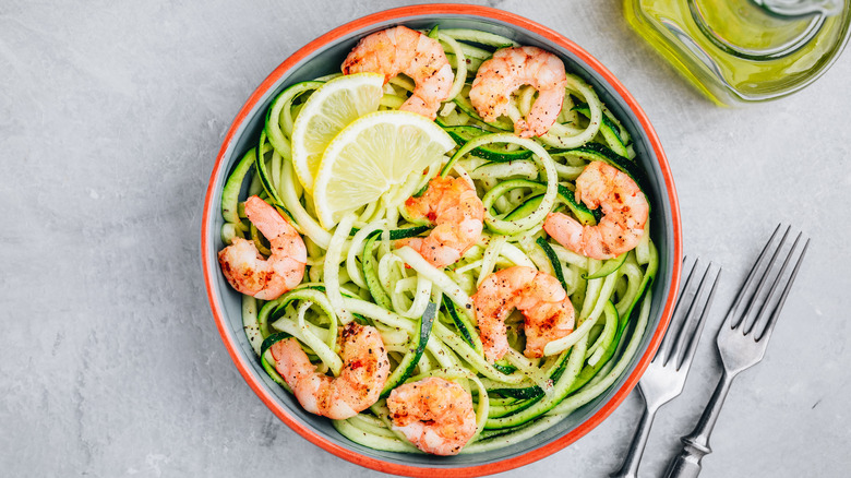 A plate of zoodles (zucchini noodles)