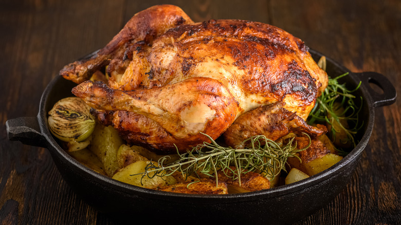 roast chicken in cast-iron skillet