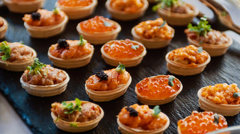 canapés with roe and caviar