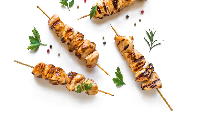 chicken skewers with herbs