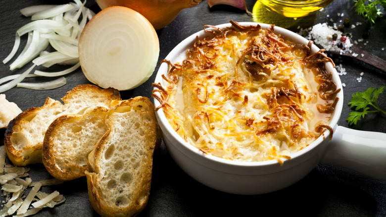 French onion soup crispy top