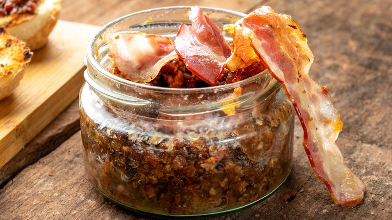 Jar of homemade bacon jam 