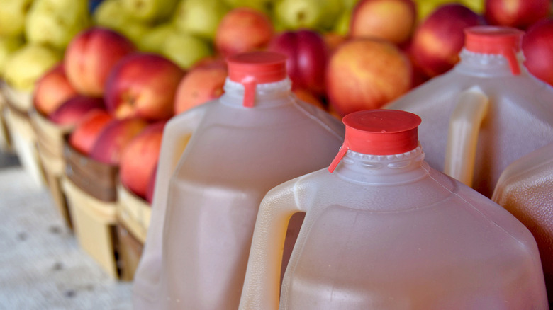 Jugs of apple cider.