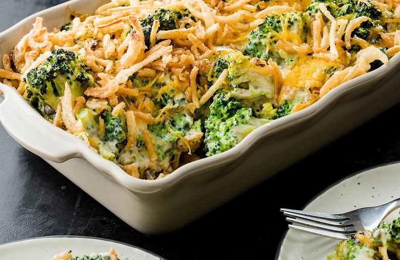 Broccoli Cheese Casserole with Crispy Fried Onions 