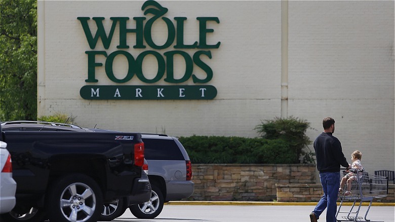 Man and child at Whole Foods 