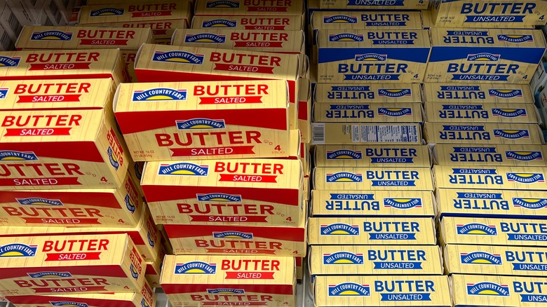 Salted and unsalted butter packages