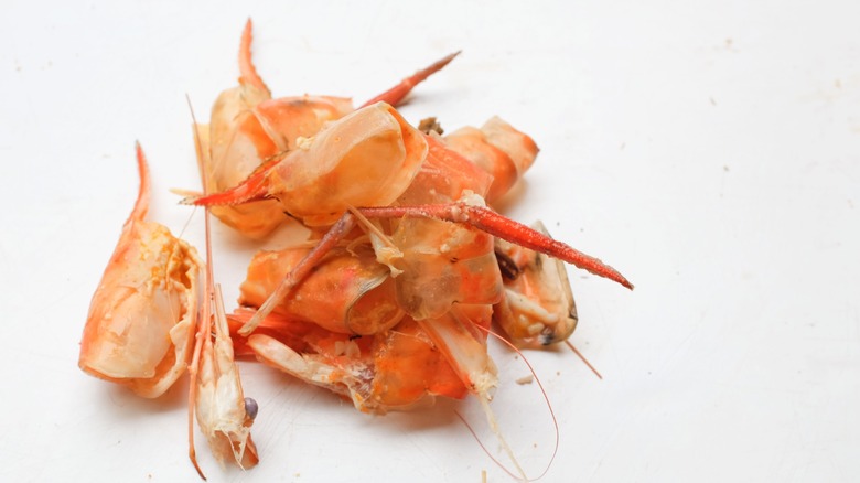 A pile of shrimp shells