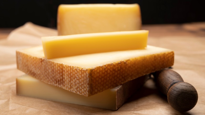 Blocks of Gruyère cheese