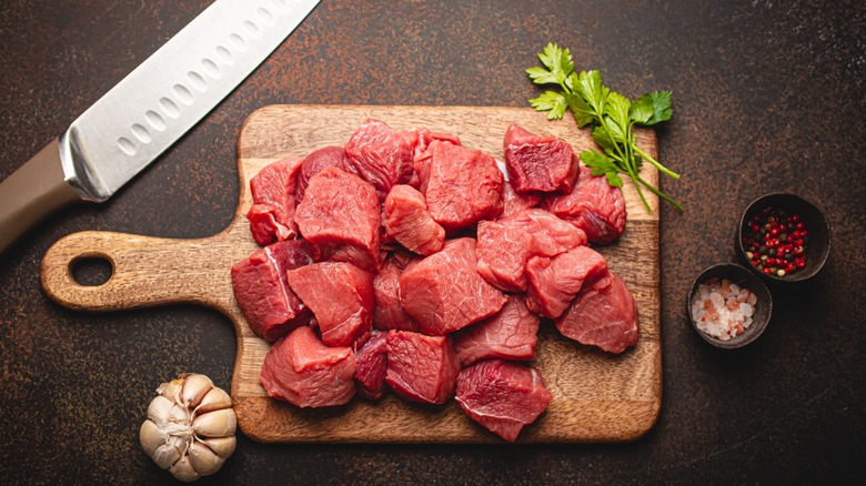 Raw meat on a cutting board