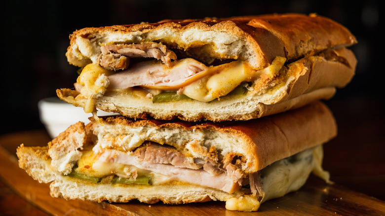 cubano sandwich, halved