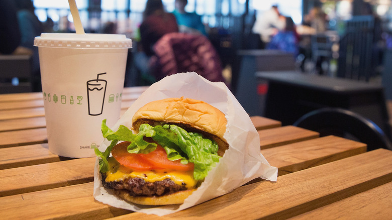 shake shack burger and drink