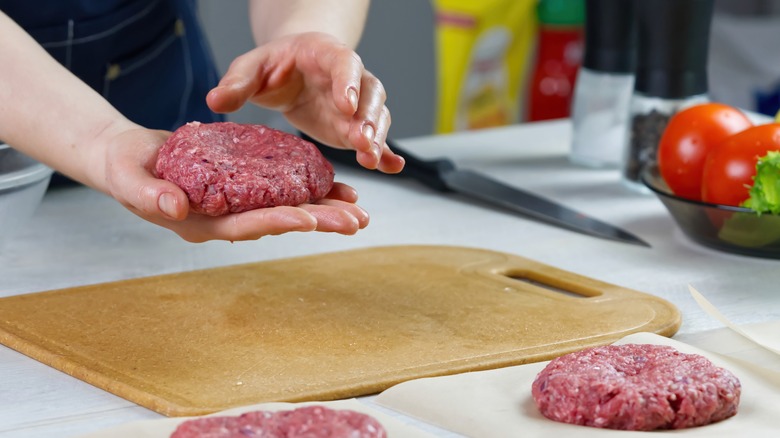 shaping ground beef into patties