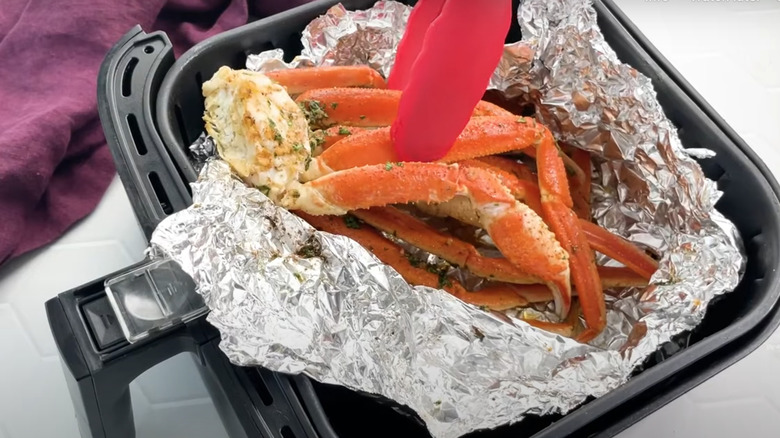 crab legs in foil in an air fryer